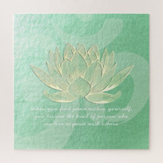 Green Gold Lotus Yoga Meditation Instructor Quotes ジグソーパズル (縦)