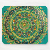Green & Gold Mandala Mouse Pad マウスパッド (正面)