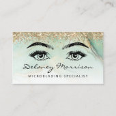 Green Gold Marble Eyes QR Code Microblading 名刺 (正面)