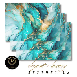 Green & Gold Marble Luxe Aesthetics ラッピングペーパーシート