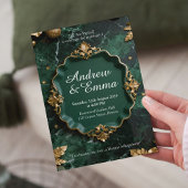 Green Gold Marble Wedding Invitation 招待状