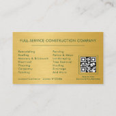 Green Gold Metal Building Construction QR Code 名刺 (裏面)