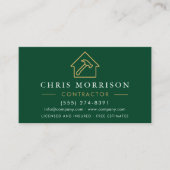 Green Gold Metal Building Construction QR Code 名刺 (正面)