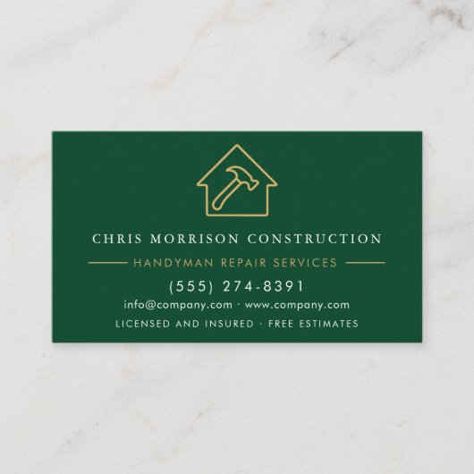 Green Gold Metal Handyman Construction 名刺 (正面)