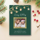Green & Gold minimal Christmas Photo Card シーズンカード