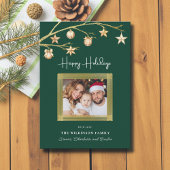 Green & Gold minimal Christmas Photo Card シーズンカード