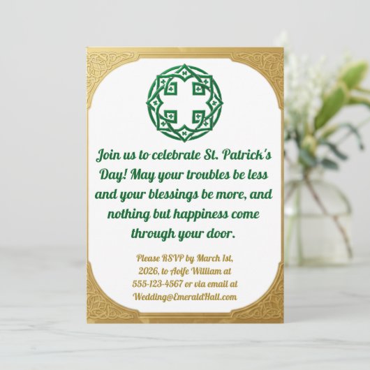 Green Gold Modern St. Patricks Day Invitation シーズンカード (スタンド正面)