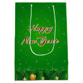 Green Gold New Year Gift Bag ミディアムペーパーバッグ (裏面)