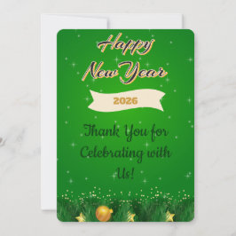 Green Gold New Year Thank You Card サンキューカード
