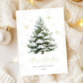 Green Gold Pine Tree Christmas Card シーズンカード