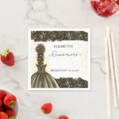 Green & Gold Quinceañera Custom Party Napkins スタンダードカクテルナプキン (インサイチュ)