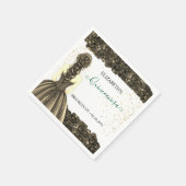 Green & Gold Quinceañera Custom Party Napkins スタンダードカクテルナプキン (角)
