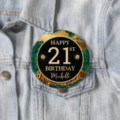 Green Gold Safari Agate Birthday Badge 缶バッジ (インサイチュ)