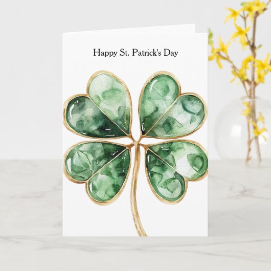 Green Gold Shamrock St. Patrick's Day カード (黄色い花)