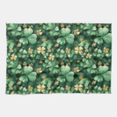 Green Gold Shamrock St. Patrick's Day キッチンタオル (横)