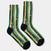 Green Gold Shamrock St. Patrick's Day Stripes ソックス (右)