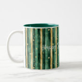 Green Gold Shamrock St. Patrick's Day Stripes ツートーンマグカップ (左)