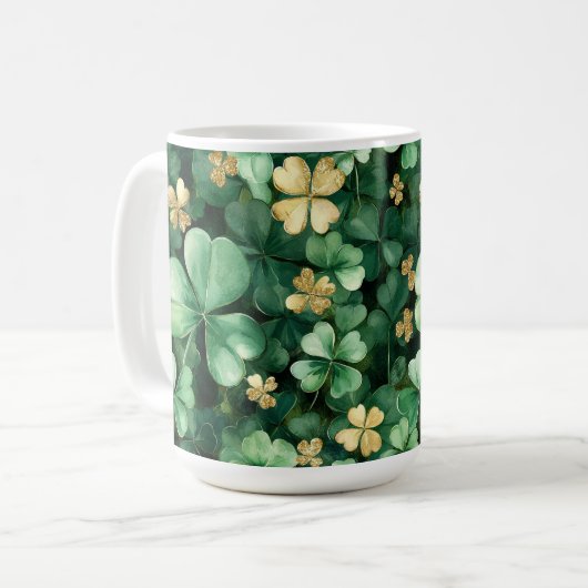 Green Gold Shamrocks St. Patrick's Day コーヒーマグカップ (正面左)