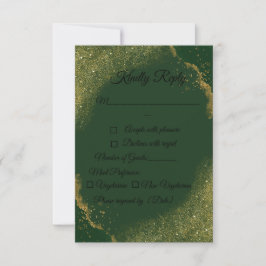 Green & Gold Spark Wedding RSVP Card