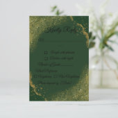 Green & Gold Spark Wedding RSVP Card (スタンド正面)