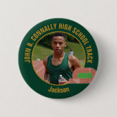 Green Gold Track Team Photo High School Runner 缶バッジ (正面)
