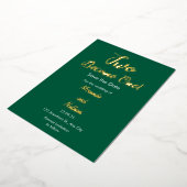 Green & Gold Two Become One Foil Wedding Invitatio 箔招待状 (回転した状態)