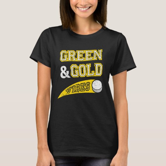 Green & Gold Vibes Hockey Team Fan Tシャツ (正面)