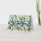 Green Gold Watercolor Thank You Greeting Card サンキューカード (裏面)