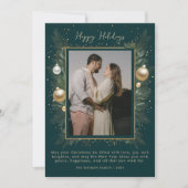 Green Gold Winter Botanical Christmas Photo  シーズンカード (正面)