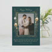 Green Gold Winter Botanical Christmas Photo  シーズンカード (スタンド正面)