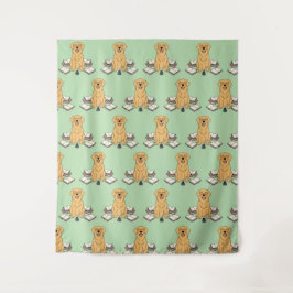 Green Golden Retriever Writer Home Studio Wall Art タペストリー