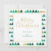 Green & Golden Trees Merry Christmas Square Card (正面)