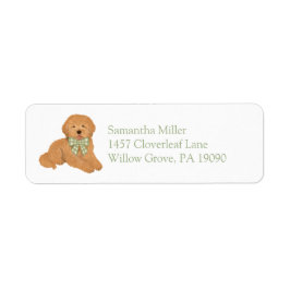 Green Goldendoodle Puppy Return Address Label ラベル