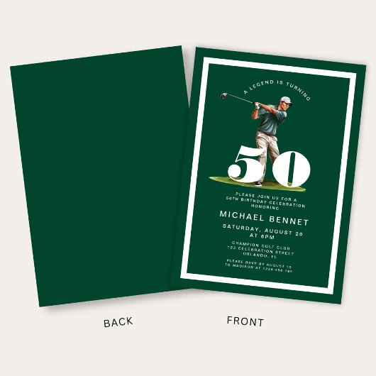 Green Golf 50th Birthday Invitation 招待状