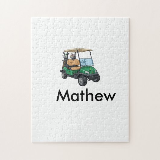 Green golf car name man sports boy gifts letter  ジグソーパズル (縦)