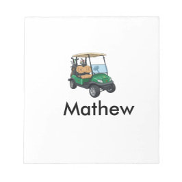Green golf car name man sports boy gifts letter  ノートパッド