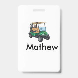 Green golf car name man sports boy gifts letter  バッジ