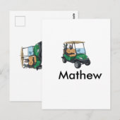 Green golf car name man sports boy gifts letter ポストカード (正面/裏面)
