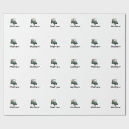 Green golf car name man sports boy gifts letter  ラッピングペーパー