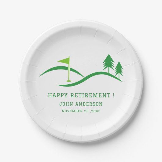 Green Golf Theme Retirement Party  ペーパープレート (正面)