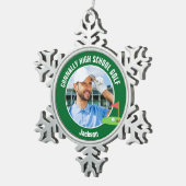 Green Golfer Photo High School Golf Team スノーフレークピューターオーナメント (右)