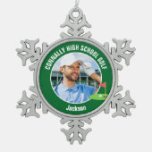 Green Golfer Photo High School Golf Team スノーフレークピューターオーナメント (正面)