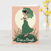 Green Gown Woman Profile Art Card カード (黄色い花)