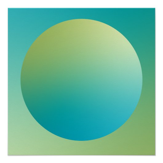 Green Gradient Circle Vignette Abstract Design ポスター (正面)