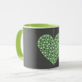 Green Gradient Heart Circles – Dark Grey Minimal マグカップ (正面左)
