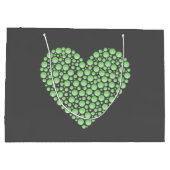 Green Gradient Heart Circles – Dark Grey Minimal  ラージペーパーバッグ (裏面)