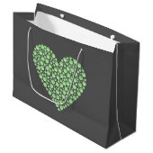 Green Gradient Heart Circles – Dark Grey Minimal  ラージペーパーバッグ (正面アングル)