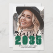 Green Graduate Photo Graduation 案内状 (正面)