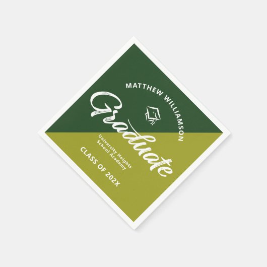 Green Graduation Bold Retro Script Cap Icon Simple スタンダードカクテルナプキン (角)