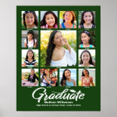 Green Graduation K–12 Photo Collage Script Modern ポスター (正面)